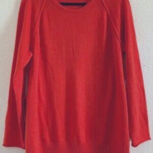 Loft Red Long Sleeve Top Split Back Floral Detail Size Small